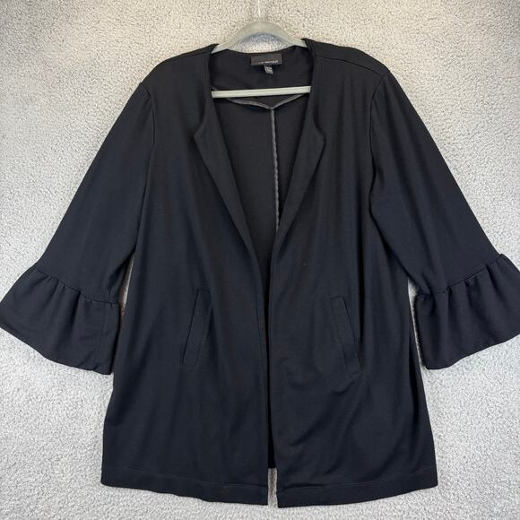 Lane Bryant Jacket Womens 18 20 Black Open Front Ruffle Sleeve Stretch Business - Picture 1 of 11
